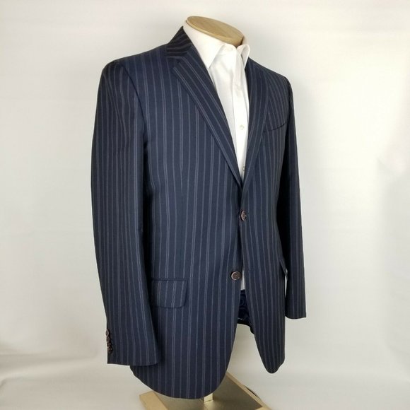 Etro Mens Suit 42R Blue Purple Stripe 2 Piece - Picture 4 of 12